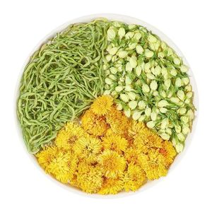 Thé aux fleurs de chrysanthème, chèvrefeuille et <span class=keywords><strong>jasmin</strong></span>, nourrissant et longue durée, Thé des Deux Saisons, Thé des Deux Saisons à la fleur de <span class=keywords><strong>jasmin</strong></span> et au chrysanthème - Product Image 1