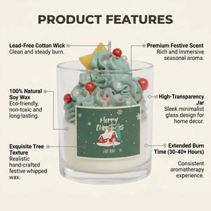 Bougie en cire de soja parfumée à la crème fouettée de Noël, bonhomme en pain d'épices, pour décoration de fêtes, vente en gros, marque privée, ensemble premium - Product Image 3