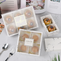 Boîte d'emballage transparente givrée de pâtisserie, pour gâteau et desserts, avec imprimés de marbre, lune, œuf, blancs, 10/2/4/6 trous