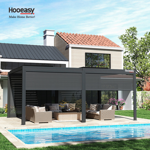 <span class=keywords><strong>Pergola</strong></span> bioclimatique en aluminium Hooeasy pour l'extérieur, avec stores pare-vent, écran d'intimité et volets coulissants pour portes. - Product Image 2