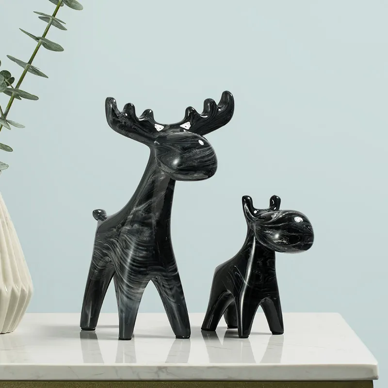 3D Polyresin Deer รูปปั้นเรซิ่นงานฝีมือศิลปะประติมากรรม Artware หรูหราทันสมัยตกแต่งบ้าน