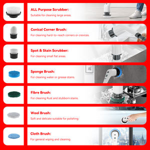 Brosse de Nettoyage Rotative Électrique, Sans Fil Avec 8 Têtes Interchangeables, Balai Laveur Double Vitesse à Manche Ajustable - Product Image 6