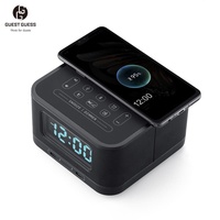 Gastenhorloge van hoge kwaliteit, elektrisch, van metaal, voor hotelkamer, digitale wekker, Bluetooth-speaker, snelladen, draadloze oplader voor
