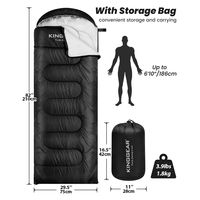 Sac de couchage imperméable KingGear pour le camping en hiver par temps froid avec sac de compression pour adultes et enfants