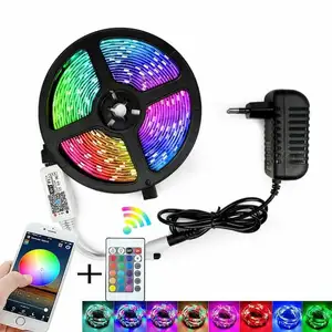 SMD5050 Flexible Led Strip 16.4ft 300Led Smart Phone Dikendalikan Sinkronisasi Musik Lampu Kit Tahan Air Rgb Led Strip Lampu