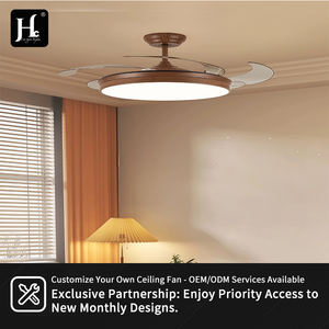 Lustre de salle à manger de style chinois rétro, lampe de ventilateur de chambre à coucher, silencieux, en bois de noyer, nouveau, intelligent, protecteur des yeux - Product Image 5