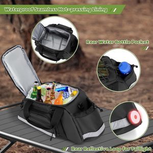 Sac de porte-bagages arrière pour vélo en bâche PVC, capacité 12L, sac isotherme, <span class=keywords><strong>bandes</strong></span> réfléchissantes, poignée renforcée, bandoulière amovible - Product Image 2