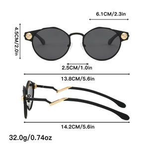 Luxe Designer Zonnebril Voor Vrouwen Uv400 Ronde Metalen Ovaal Frame In Goud Comfortabele Zonnebril Uit <span class=keywords><strong>China</strong></span> - Product Image 6