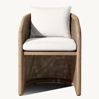 Ensemble de salle à manger en rotin moderne de luxe pour patio, jardin, hôtel, résistant aux intempéries, meubles de loisirs d'extérieur en bois massif, fauteuil de salle à manger en teck