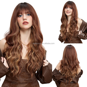 Peluca Rizada con Flequillo de Ondas Naturales de 26 Pulgadas, Peluca de Princesa para Mujer, para Uso Diario, <span class=keywords><strong>Carnaval</strong></span> y Fiestas Temáticas - Product Image 2