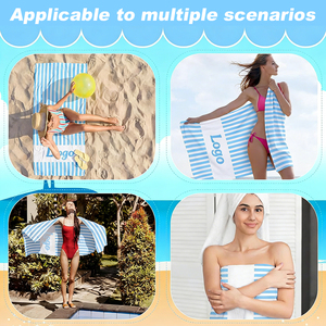 Toalla de Playa Personalizada de Microfibra Antiarena de Alta Calidad con Rayas Azules - Product Image 3