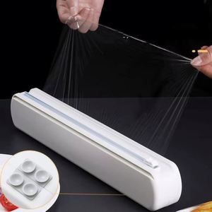 Kitchen <b>Plastic</b> Wrap Cutter <b>Box</b> Tin Foil <b>Large</b> Roll Tight Film Two-way Sliding Knife Magnetic Refrigerator Countertop - Product Image 5