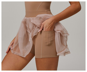 Jupe de tennis écologique recyclée à séchage rapide, respirante, en maille anti-exposition, vêtements de sport pour la course à pied, jupe de tennis deux pièces - Product Image 4