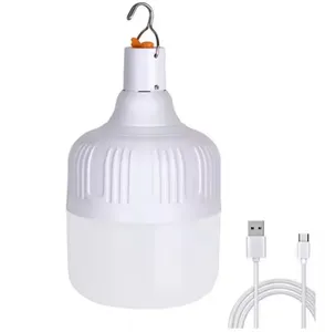 Lampu LED dapat diisi ulang USB bohlam daya darurat dioperasikan baterai bohlam lampu gantung peredupan 50w rumah luar ruangan