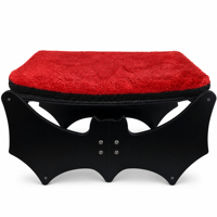 Lit pour chat en bois en forme de chauve-souris gothique avec coussin en peluche et tapis à gratter en sisal pour la collection d'animaux d'Halloween