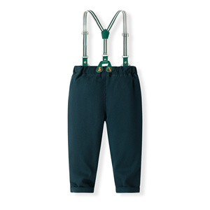 Catpapa Vente en gros Ensemble de cérémonie 4 pièces pour bébés garçons, comprenant Body imprimé trèfle, Pantalon à bretelles vert foncé, Nœud papillon et <span class=keywords><strong>Béret</strong></span>, pour Baptême - Product Image 6