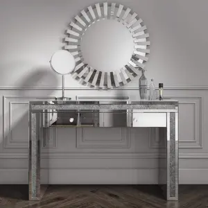 Console murale de luxe contemporain, en argent, avec miroir, antique, à poser au mur