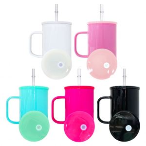 25 Packs Blank Sublimation 17Oz Macaron Colored Glass Mugs With Pp Lids Uv Dtf <b>Wraps</b> <b>Vinyl</b> for Iced Coffee - Product Image 3