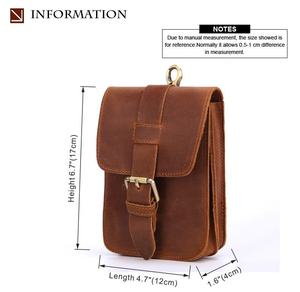Sac banane en cuir de vache véritable Andong pour hommes et garçons, petits sacs pour téléphone, sacs de ceinture en cuir Crazy Horse, sac à main rétro pour affaires et activités de plein air - Product Image 2