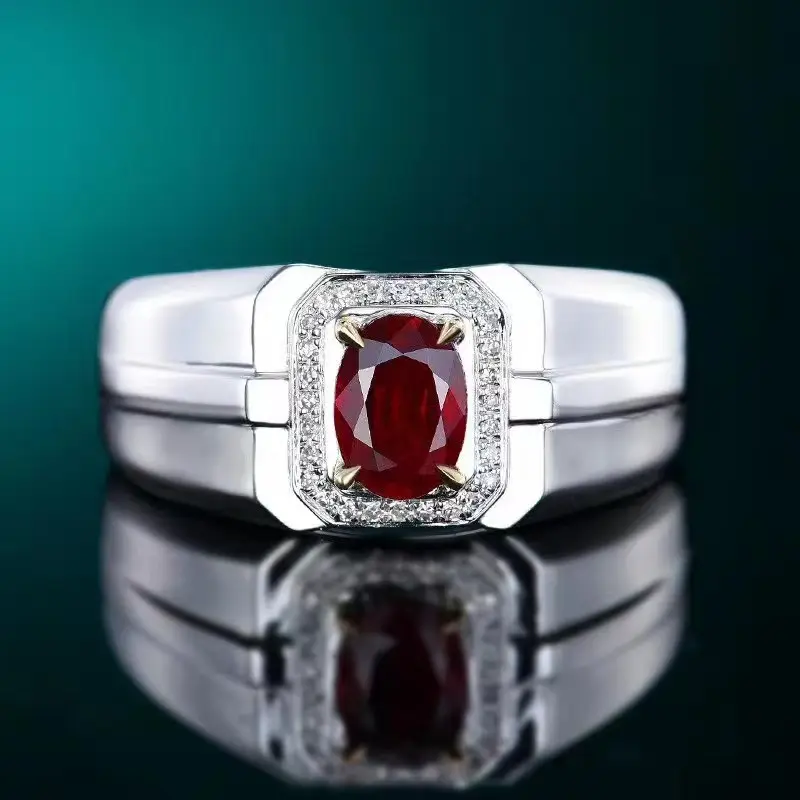 Sgarit Bán Buôn Sang Trọng Đồ Trang Sức Mỹ 18K Vàng 0.66ct Tự Nhiên Pigeon Blood Ruby Nhẫn Đá Quý Tự Nhiên Đồ Trang Sức 18K Vàng Trang Sức