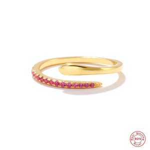Joyería fina de moda minimalista lujosa serpiente en forma de diamante incrustaciones eternidad banda anillo para <span class=keywords><strong>mujer</strong></span> S925 plata esterlina estilo INS - Product Image 4