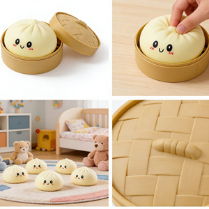 Hot Selling Cute Steamed Bun Stress Relieving Toy Glitter Dumpling Soft Squishy <b>Texture</b> Slow Rebound Ideal for Fidget Play - Product Image 4