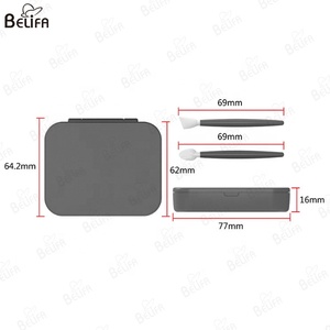 Nuovo stile logo personalizzato portatile 4 pz/set Mini professionale Set di pennelli per il trucco strumento con specchio in Silicone tampone di cotone - Product Image 3