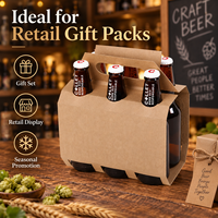 Porte-bouteilles de bière durable et recyclable pour six bouteilles, avec structure pliable, support de fond robuste et impression personnalisée pour la vente au détail de boissons