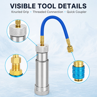 Kit professionnel d'injection de teinture pour huiles HVAC avec adaptateurs d'injecteur métalliques et outil de démontage de valve
