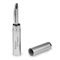 Porte-stylo en aluminium en gros, tube à stylo, cadeau promotionnel, garniture chromée brillante avec mousse à l'intérieur, étui à stylo, idéal pour logo personnalisé PKG011