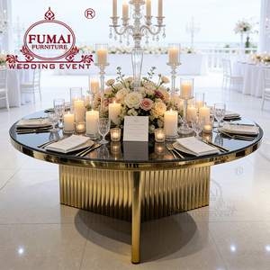 Gold stainless steel base wedding hotel banquet <b>party</b> event <b>table</b> - Product Image 1