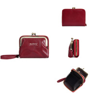 Dompet Wanita Kulit PU RFID Baellerry Merek Terkenal, Dompet Pendek Mini Kulit dengan Resleting, Tempat Kartu, dan Kantong Koin