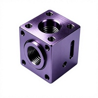 Bloc de collecteur en aluminium usiné CNC de précision sur mesure, anodisé violet, pour équipement industriel