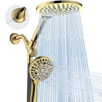 Ensemble de douche mural à double sortie, finition chromée moderne, système de douche de salle de bain avec pommeau de douche pluie et pistolet de pulvérisation
