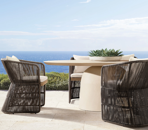 Moderno de lujo para todo tipo de clima Patio Jardín Hotel Piscina Sofá Set Ocio al aire libre Muebles impermeables Mesa de comedor redonda de hormigón - Product Image 3