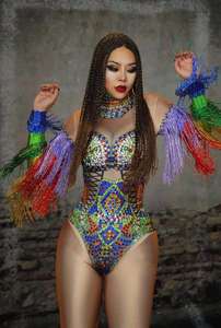 Novance Gaun Pesta Dansa Wanita, Pakaian Bodysuit Bodycon Berlian Imitasi, Gaun Pesta <span class=keywords><strong>Prom</strong></span>, Pakaian Klub Leotard - Product Image 2