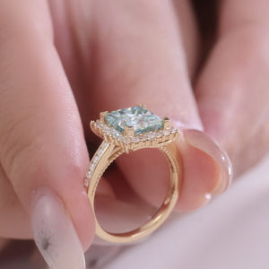 Popular 	 Anillo Vintage Personalizado de Oro Amarillo Macizo de 14k con Corte Princesa para Anillo de Compromiso con Moissanita - Product Image 5