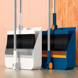 Standing Foldable Broom And Dustpan Set <b>Plastic</b> Handle Indoor Cleaning Tool With Storage Design - Product Image 1