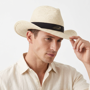 Chapeau de cowboy TOPI fait main en paille naturelle à large bord, style western, pour l'été, la plage, les fêtes, protection solaire, unisexe, broderie artisanale - Product Image 4