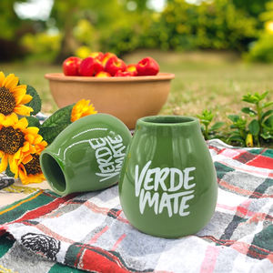Fábrica al por mayor personalizada 300ml múltiple Color verde Zielona Tykwa cerámica Zna Verde <span class=keywords><strong>Mate</strong></span> <span class=keywords><strong>Yerba</strong></span> <span class=keywords><strong>Mate</strong></span> taza <span class=keywords><strong>de</strong></span> té sin mango - Product Image 3