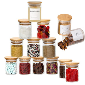 Xi lanh kín không khí nhà bếp chặt chẽ thủy tinh gia vị Jar container với nắp tre kính tròn bể chứa - Product Image 1