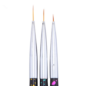 3Pcs Metal Handle Nylon Nail Art Liner Brush <b>Set</b> <b>Crimped</b> Flower Painting Pens for UV Gel Line Drawing - Product Image 2