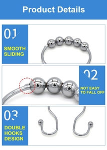 Anillos Multiusos de Acero Inoxidable para Cortinas de Ducha, para Uso en Hogar y Hotel - Product Image 5