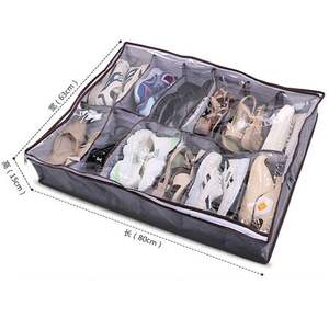 Organisateur <span class=keywords><strong>de</strong></span> rangement pour chaussures <span class=keywords><strong>de</strong></span> salon pliable en gros, 12 compartiments, fenêtre transparente, anti-poussière, anti-humidité, en tissu - Product Image 5