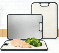 Planche à double face en titane pur DuraTitan, robuste, durable, antidérapante, avec rainures pour le jus, pliable, passe au lave-vaisselle, écologique
