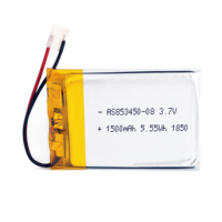 Baterai Lithium Ion Polymer Pouch Bersertifikasi UL1642 CB(17) UN38.3 CE 853450 3.7V 1500mAh untuk Sensor Pelacak GPS