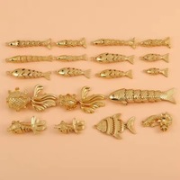 D221 plaqué or collier à breloques coloré émail poisson coquille mer Animal breloques en laiton pour la fabrication de bijoux