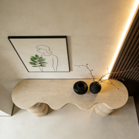 Table console en travertin, écologique et moderne, pour salon, bureau à domicile
