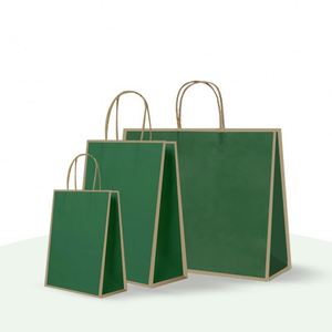 LH Promotional Biodegradable Kraft Paper Bags with Lamination and Ribbon Handles for Custom Logo and Marketing Events - Product Image 1