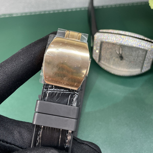 Reloj Mecánico de Lujo para Hombre, Reloj de Pulsera con Diamantes, Caja de Oro Rosa, Correa de Cuero Negra - Product Image 5